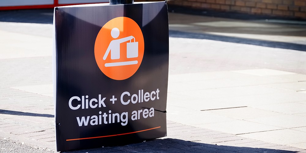 Shopping habits - physical retail Shopping habits - Click and collect signage